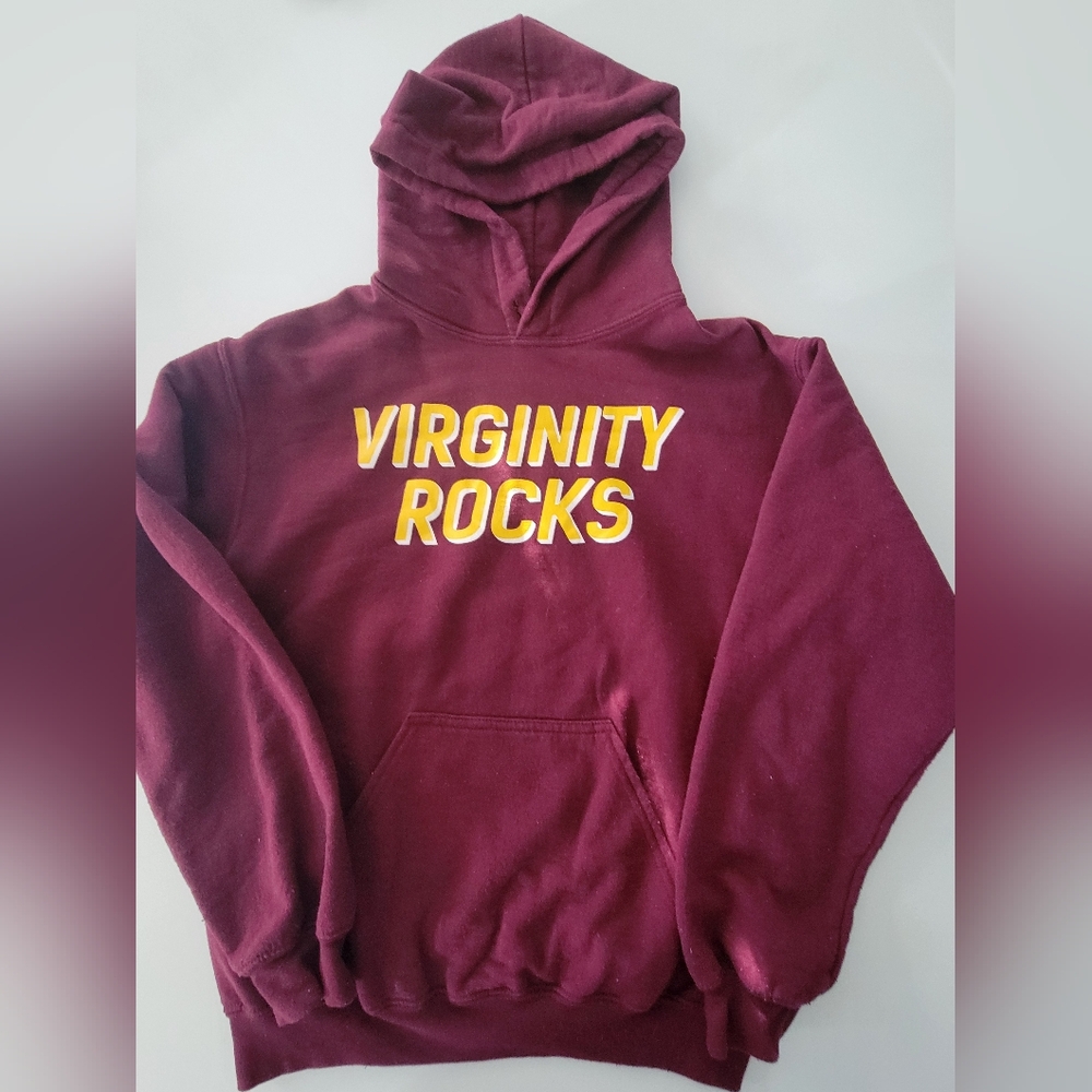 Maroon Hoodie with Yellow Text